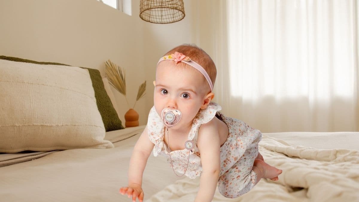 Personalized Pacifier Set with Name, BPA Free, Bling Gold Silver Pink Rose Gold Luxurious Ideal Gift for Newborns (Rose Gold)