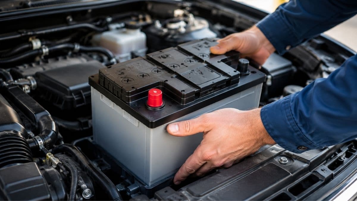 Installing a car battery in a garage
