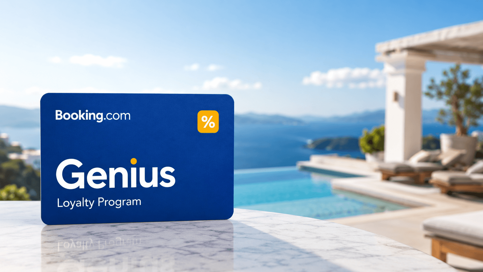 Booking.com Genius loyalty program dashboard showing hotel discounts, travel perks, and membership levels